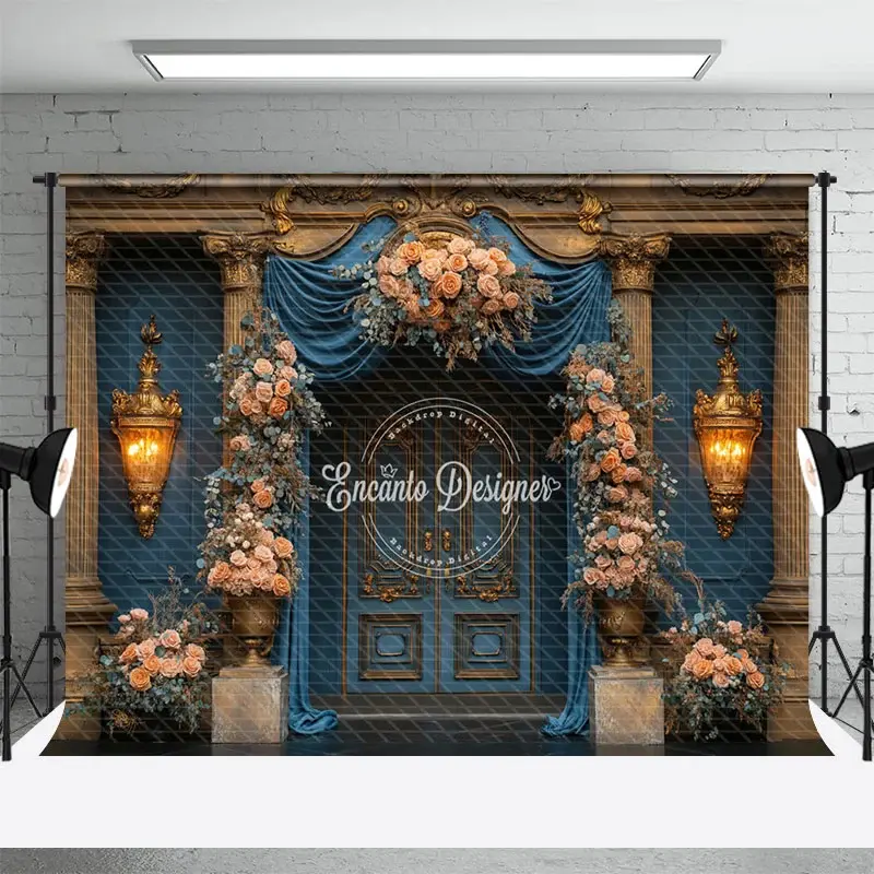 Aperturee Elegant Floral Curtain Door Sweet Wedding Backdrop, 3X2FT(1MX0.6M), 14 USD, wedding backdrops, ENHD9K42-M