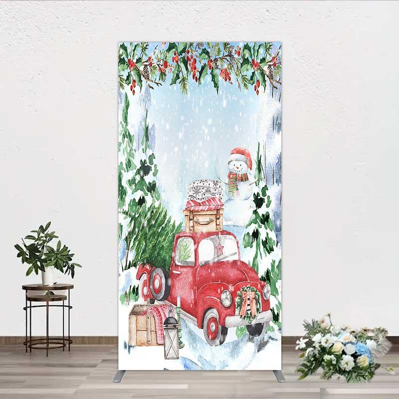 Aperturee Arch Backdrop Christmas Red Truck Winter Snow Cover Studio Photography Prop