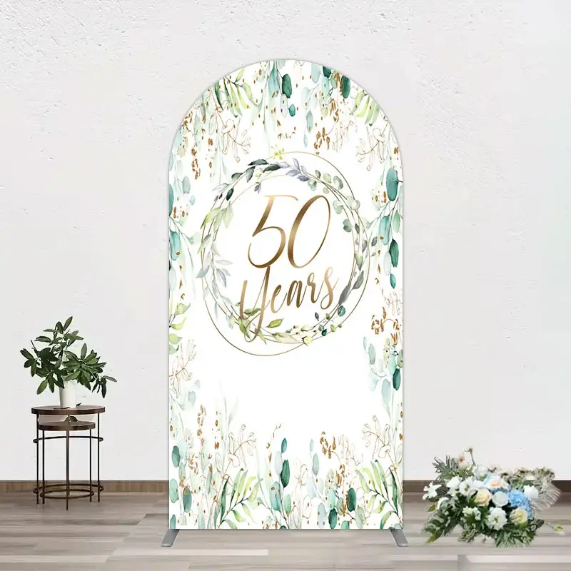 Aperturee Greenery Garland Anniversary 50 Years Arch Backdrop, 1.6 x 4 ft (0.5 x 1.2 m), 98.18 USD, arch backdrop kit, GAH0B628-AJ