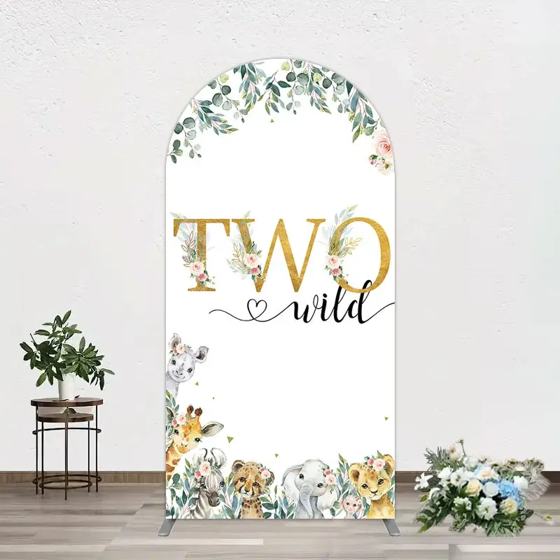 Aperturee Two Wild Animals Boy Birthday Arch Backdrop, 1.6 x 4 ft (0.5 x 1.2 m), 98.18 USD, arch backdrop kit, GAH0B833-AJ