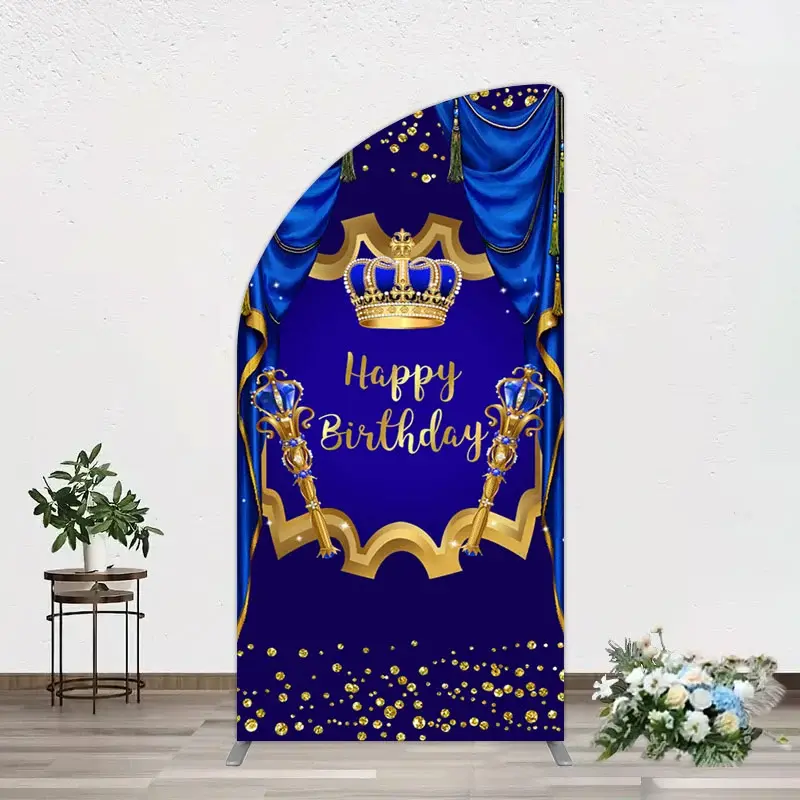 Aperturee Classic Crown Scepter Tassel Birthday Half Moon Arch Backdrop, 1.6 x 4 ft (0.5 x 1.2 m), 98.18 USD, arch backdrop kit, GAH0C938YL-AJ