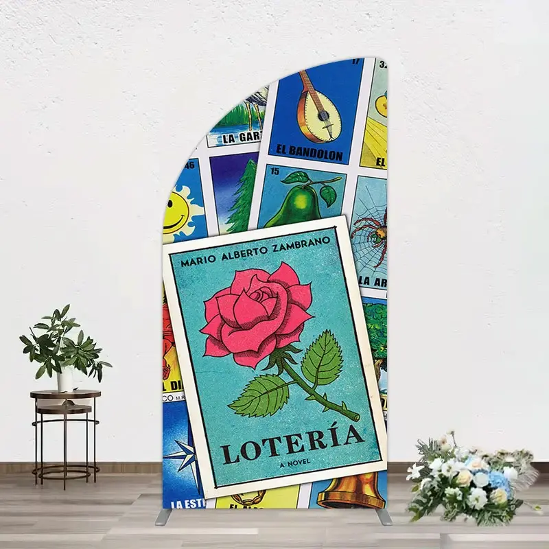Aperturee Color Mexican Lottery Card Birthday Half Moon Arch Backdrop, 1.6 x 4 ft (0.5 x 1.2 m), 98.18 USD, arch backdrop kit, GAH0D963YL-AJ