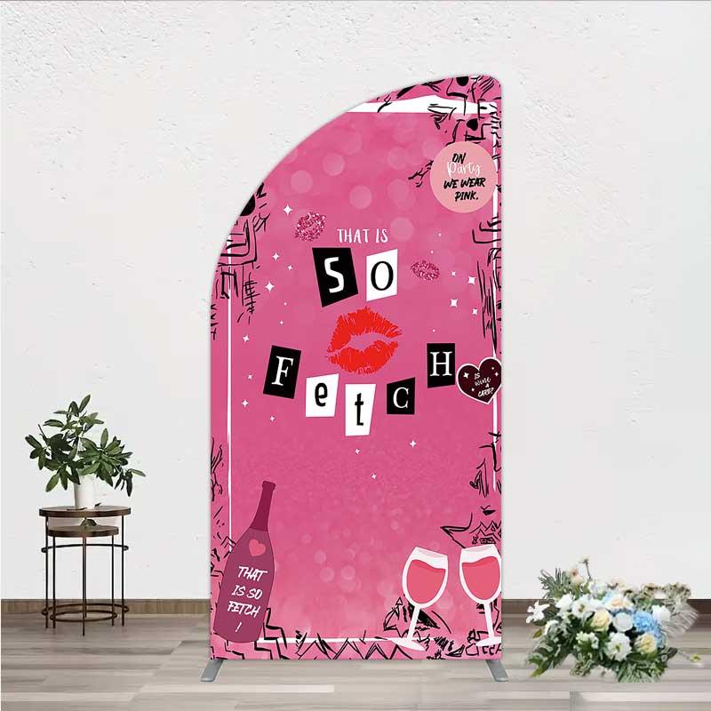 Aperturee Hot Pink That is So Fetch Half Moon Arch Backdrop, Mean Girls Theme Bridal Shower and Party Decoration