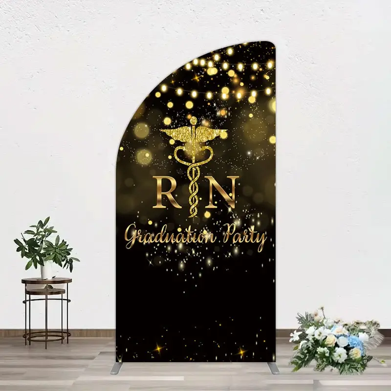 Aperturee Glitter Bokeh Nurse Graduation Party Half Moon Arch Backdrop, 1.6 x 4 ft (0.5 x 1.2 m), 98.18 USD, arch backdrop kit, GAH0E130YL-AJ