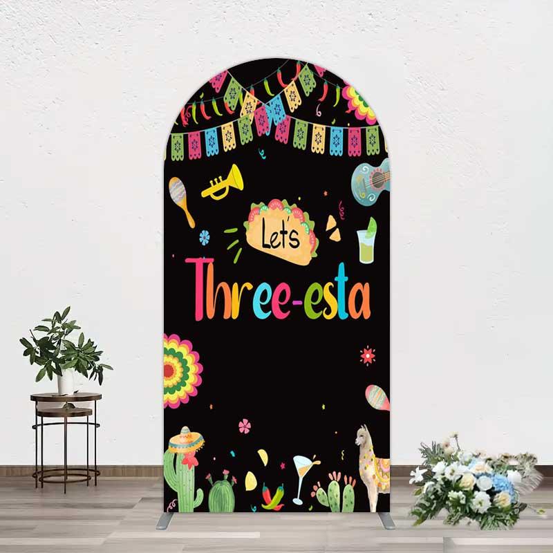 Aperturee Lets Three-Esta Mexican Taco Birthday Arch Backdrop, 1.6x4ft (50x120cm), 98.18 USD, arch backdrop kit, GAH0F415-AJ