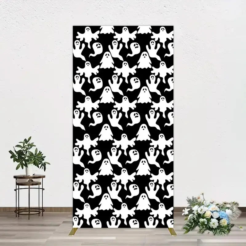Aperturee Black White Scary Halloween Ghosts Rectangle Backdrop, 1.6 x 4 ft (0.5 x 1.2 m), 98.18 USD, arch backdrop kit, GAYLA497CF-AJ