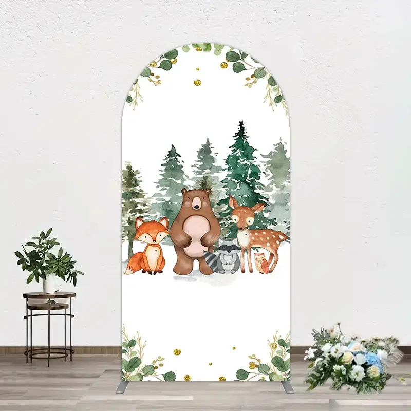 Aperturee Safari Jungle Mountain Baby Shower Arch Backdrop, 1.6 x 4 ft (0.5 x 1.2 m), 98.18 USD, arch backdrop kit, GH0A426-AJ