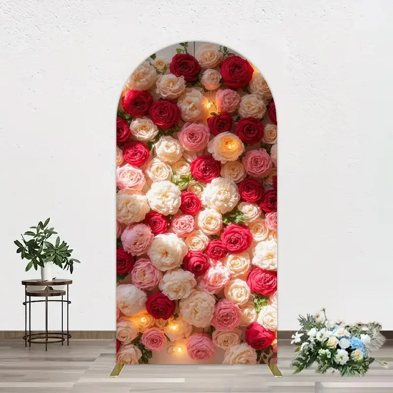 Aperturee Lighted Romantic Colorful Rose Birthday Arch Backdrop, 1.6 x 4 ft (0.5 x 1.2 m), 98.18 USD, arch backdrop kit, GHFHD4J52-AJ