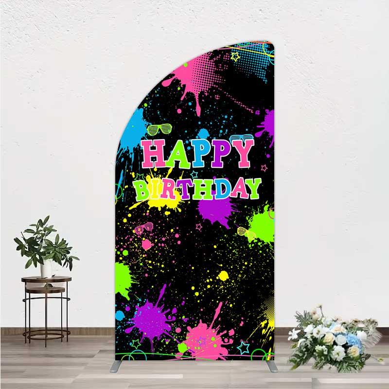Aperturee Neon Splatter Arch Backdrop, Sleepover Party Prop, Arch Frame Cover
