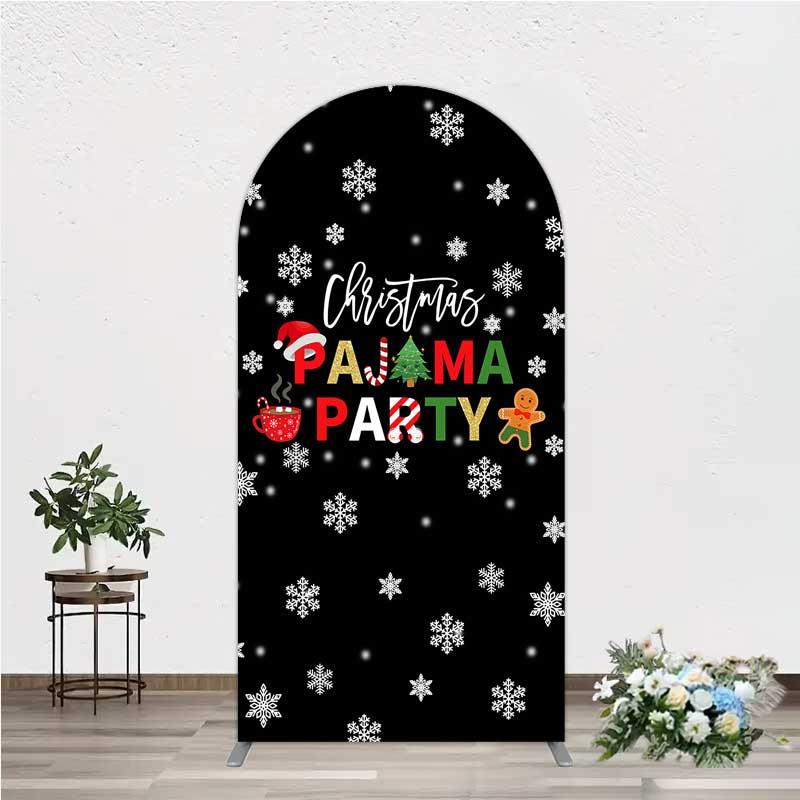 Aperturee Arch Backdrop Christmas Pajama Party, Winter Gingerbread Man Cocoa Snowflake Arch Cover, Seasonal Event Prop