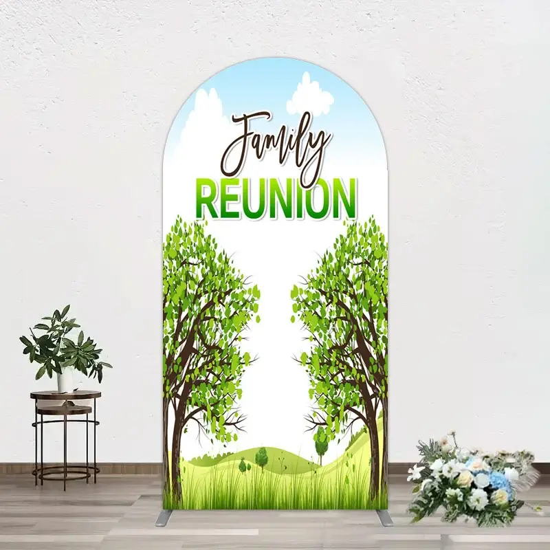 Aperturee Fresh Green Trees Scene Family Reunion Arch Backdrop, 1.6 x 4 ft (0.5 x 1.2 m), 98.18 USD, arch backdrop kit, GLH0D972-AJ