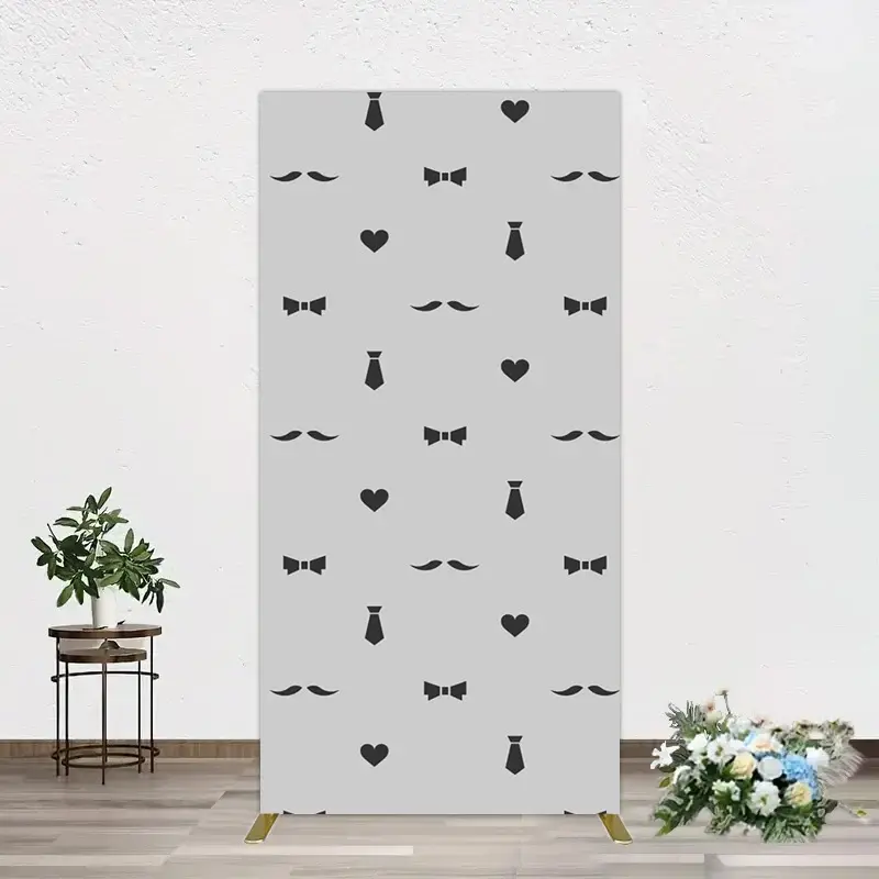 Aperturee Black Bow Tie Heart Beard Fathers Day Rectangle Backdrop, 1.6 x 4 ft (0.5 x 1.2 m), 98.18 USD, arch backdrop kit, GLH0E637CF-AJ