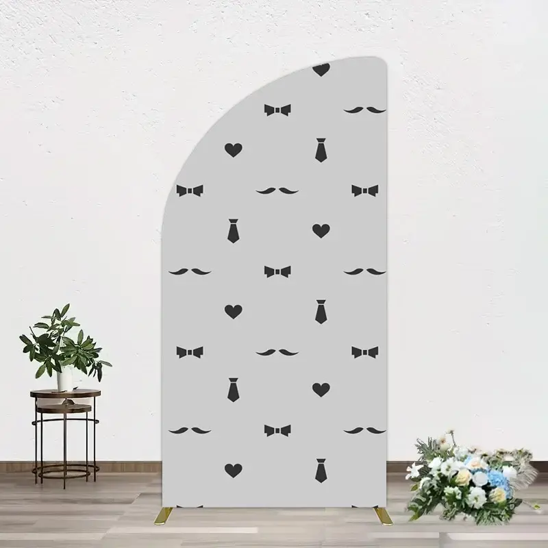 Aperturee Black Bow Tie Heart Beard Fathers Day Half Moon Arch Backdrop, 1.6 x 4 ft (0.5 x 1.2 m), 98.18 USD, arch backdrop kit, GLH0E637YL-AJ