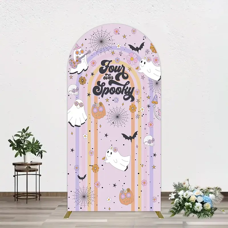 Aperturee Rainbow Halloween Vibe Four Ever Spooky Arch Backdrop, 1.6 x 4 ft (0.5 x 1.2 m), 98.18 USD, arch backdrop kit, GLH0F182-AJ