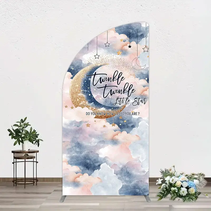 Aperturee Moon Night Twinkle Star Baby Shower Half Moon Arch Backdrop, 1.6 x 4 ft (0.5 x 1.2 m), 98.18 USD, arch backdrop kit, GLH0G252YL-AJ