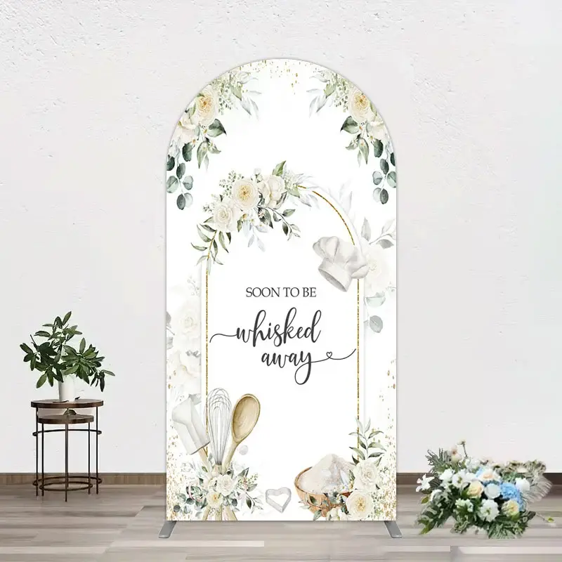 Aperturee Floral White Sweet Cook Baby Shower Arch Backdrop, 1.6 x 4 ft (0.5 x 1.2 m), 98.18 USD, arch backdrop kit, GLH0G466-AJ