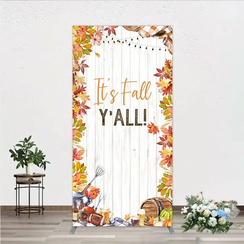 Aperturee It's Fall Y'all Rectangle Backdrop for Autumn Party, Football and Beer Tailgate, Rustic Thanksgiving Decor, 1.6x4ft (50x120cm)