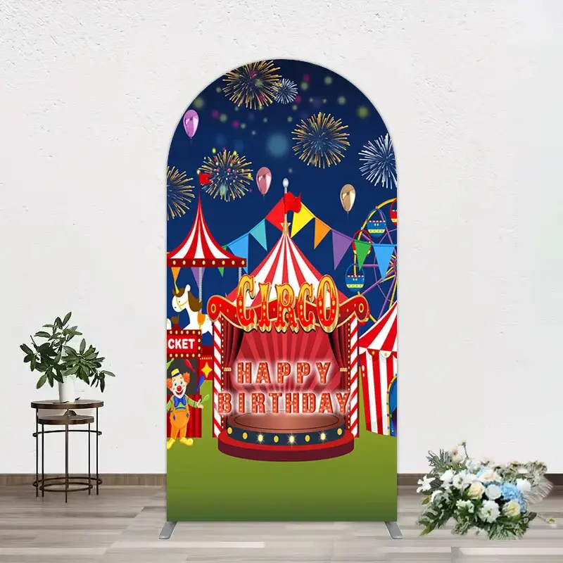 Aperturee Circus Nights Sweet Birthday Party Arch Backdrop, 1.6 x 4 ft (0.5 x 1.2 m), 98.18 USD, arch backdrop kit, GZH0C269-AJ