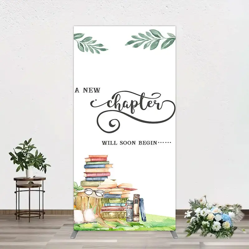 Aperturee New Chapter Books Baby Shower Sweet Rectangle Backdrop, 1.6 x 4 ft (0.5 x 1.2 m), 98.18 USD, arch backdrop kit, GZH0D780CF-AJ