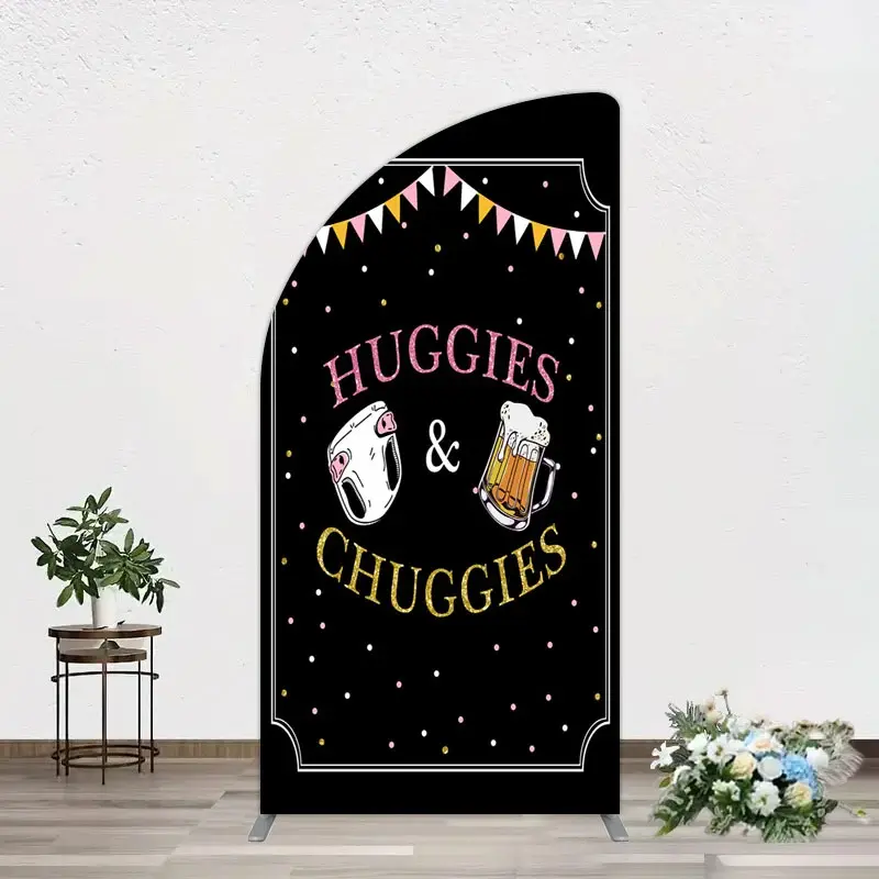 Aperturee Huggies And Chuggies Cute Baby Shower Half Moon Arch Backdrop, 1.6 x 4 ft (0.5 x 1.2 m), 98.18 USD, arch backdrop kit, GZH0E386YL-AJ