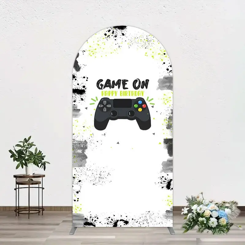 Aperturee Game On Happy Birthday Sweet Simple Arch Backdrop, 1.6 x 4 ft (0.5 x 1.2 m), 98.18 USD, arch backdrop kit, GZH0E609-AJ