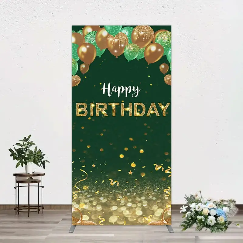 Aperturee Glitter Gold Green Balloons Birthday Rectangle Backdrop, 1.6 x 4 ft (0.5 x 1.2 m), 98.18 USD, arch backdrop kit, GZH0F410CF-AJ