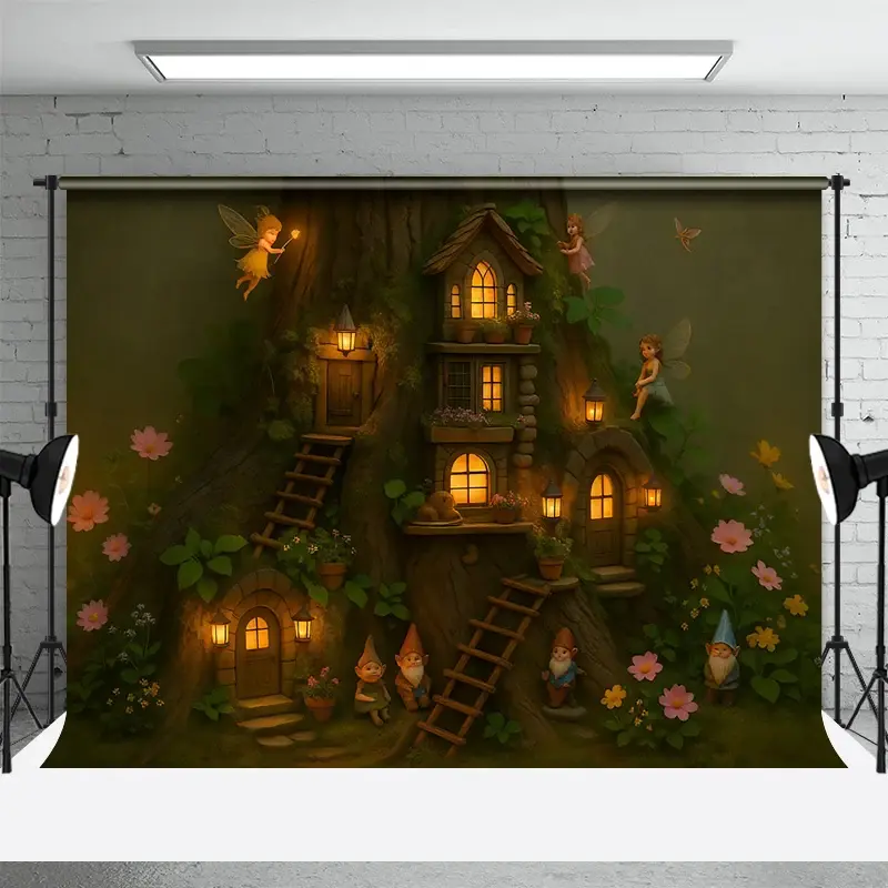 Aperturee Fairy Cottage Floral Sweet Nights Photo Backdrop, 3X2FT(1MX0.6M), 14 USD, fine art backdrops, HFHD3L41-M