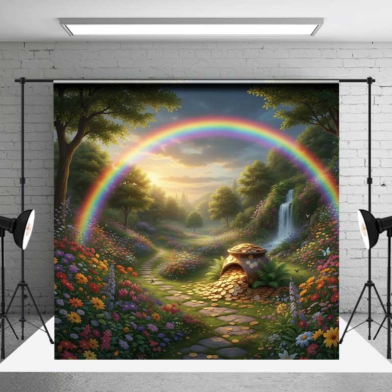 Aperturee Spring Forest Pot of Gold Photography Backdrop Nature Studio Background St Patrick's Day Professional Photo Booth Prop Sets