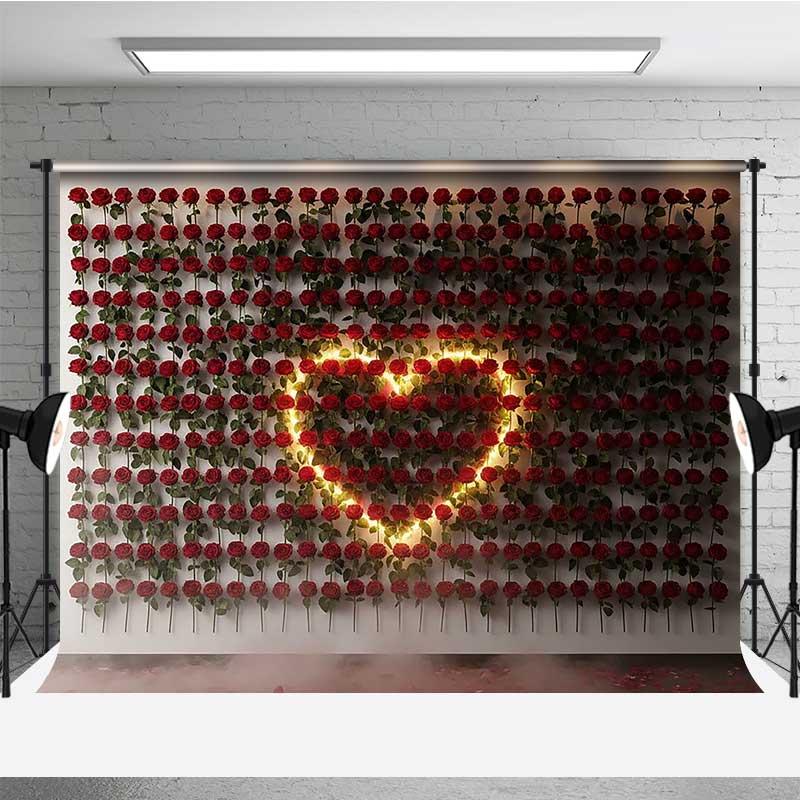 Aperturee Valentine's Day Red Rose Wall Photography Backdrop Studio Background Romantic Decoration Professional Photography Prop Set