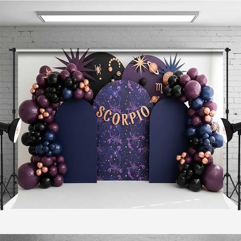 Aperturee Scorpio Zodiac Photography Backdrop Dark Purple and Black Scorpio Birthday Party Studio Gear