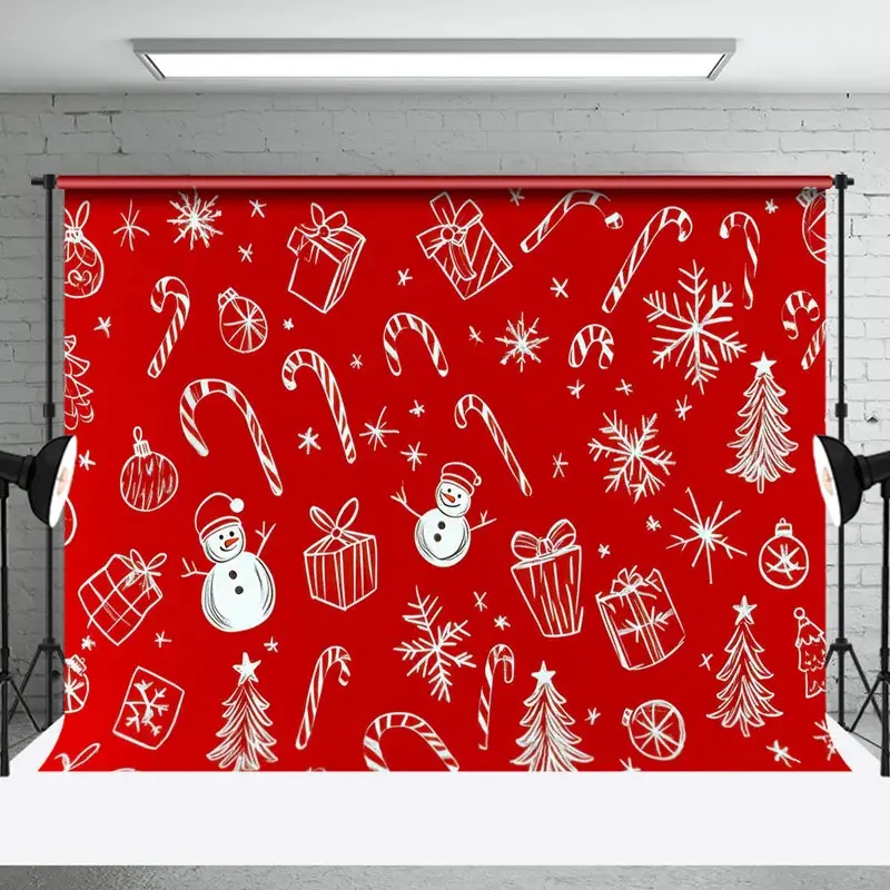 Aperturee Red White Cute Candy Cane Winter Christmas Backdrop | Christmas Backgrounds Fireplace | Xmas Backdrop | Christmas Photo Booth Backdrop