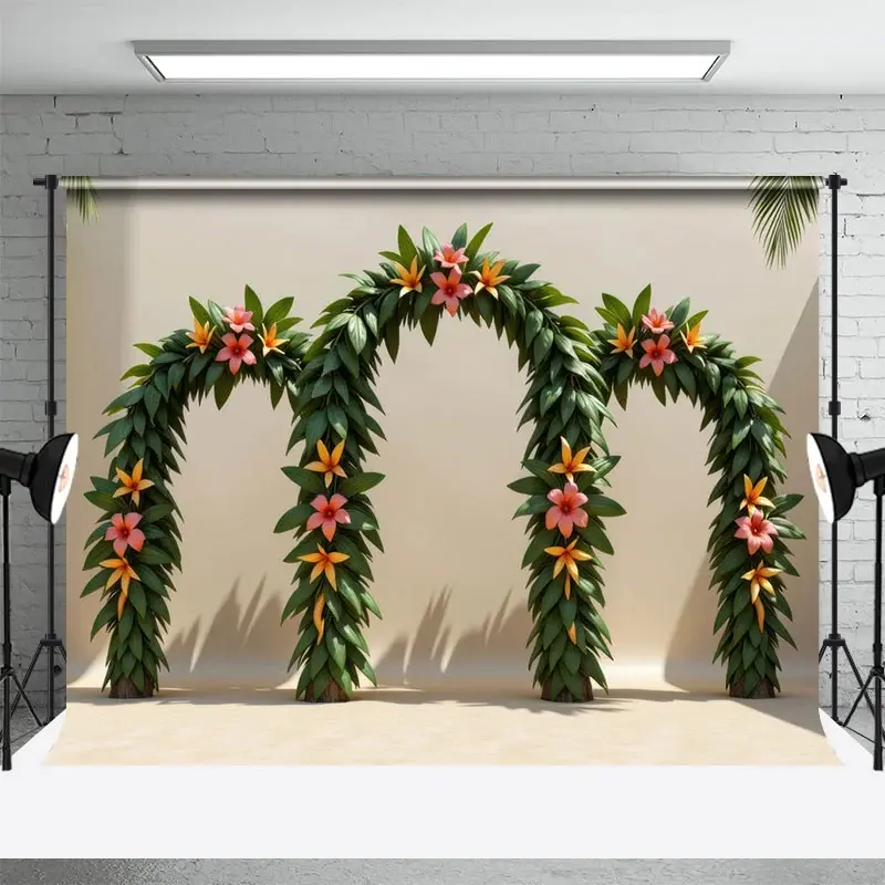 Aperturee Te Fiti Hawaii Plants Arch Door Cake Smash Backdrop, 3X2FT(1MX0.6M), 14 USD, birthday cake smash backdrops, HFHD9K22-M