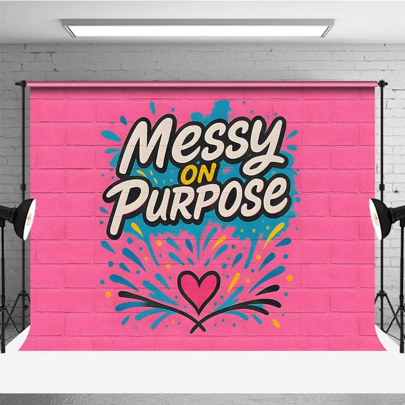 Aperturee Messy On Purpose Graffiti Pink Brick Backdrop, Professional Street Art Studio Background