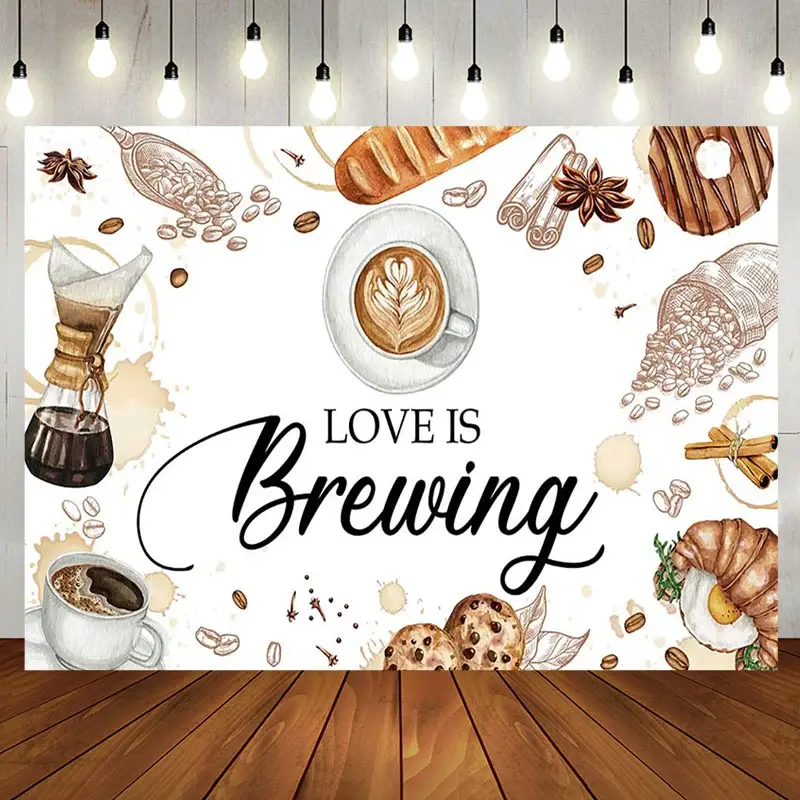 Aperturee Baking Coffee Love Is Brewing Baby Shower Backdrop | Boy Baby Shower Backdrop | Backdrops For Baby Showers | Baby Shower Photo Backdrop