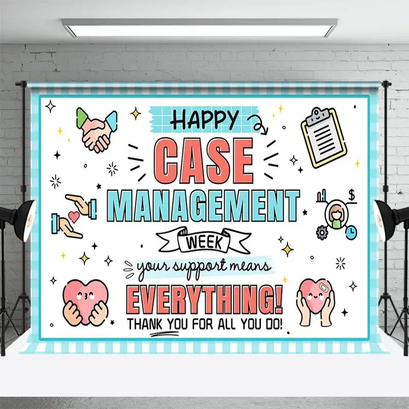 Aperturee Happy Case Management Week Blue Thank You Backdrop, 3X2FT(1MX0.6M), 14 USD, thank you backdrops, LHF780A-M