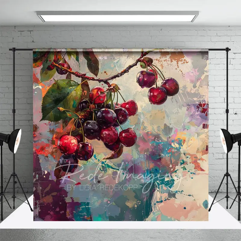 Aperturee Messy Abstract Paint Cherries Fine Art Photo Backdrop, 3X2FT(1MX0.6M), 14 USD, fine art backdrops, LRHD1K61-M