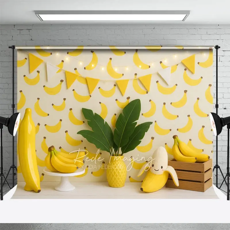 Aperturee Banana Plantain Leaf Fresh Sweet Cake Smash Backdrop, 3X2FT(1MX0.6M), 14 USD, birthday cake smash backdrops, LRHD1L17-M