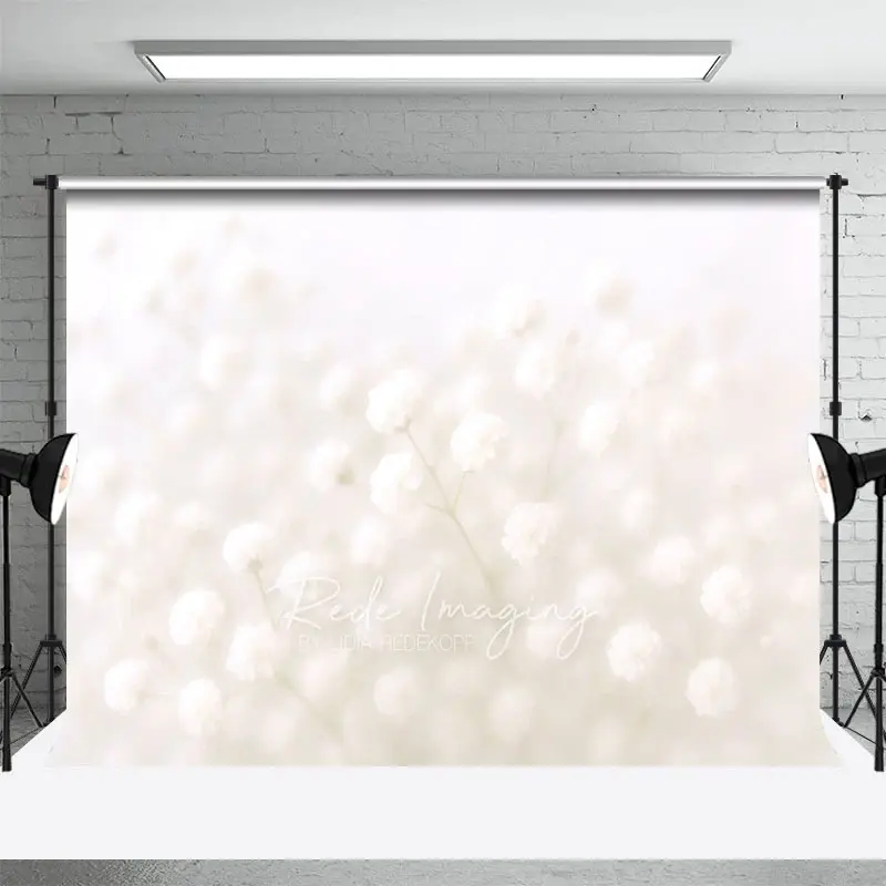 Aperturee Dreamy Floral And White Bokeh Photography Backdrop, 3X2FT(1MX0.6M), 14 USD, floral backdrops, LRHD1L29-M