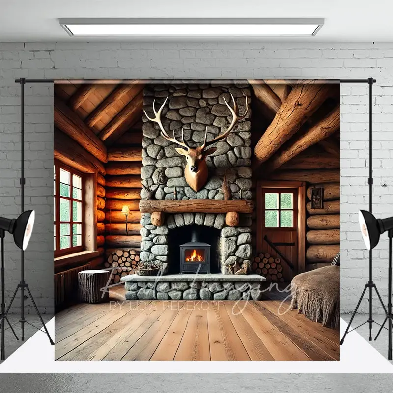 Aperturee Fathers Day Rustic Cabin Bull Skull Photo Backdrop, 3X2FT(1MX0.6M), 14 USD, retro wall backdrops, LRHD2K11-M