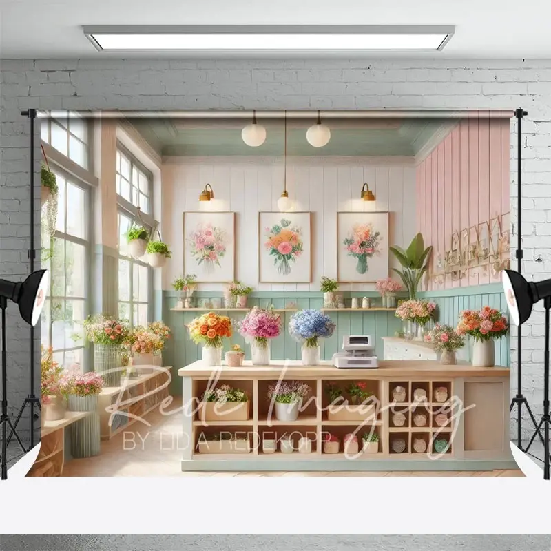 Aperturee Spring Bright Color Floral Fancy Room Photo Backdrop, 3X2FT(1MX0.6M), 14 USD, architecture backdrops, LRHD2K49-M