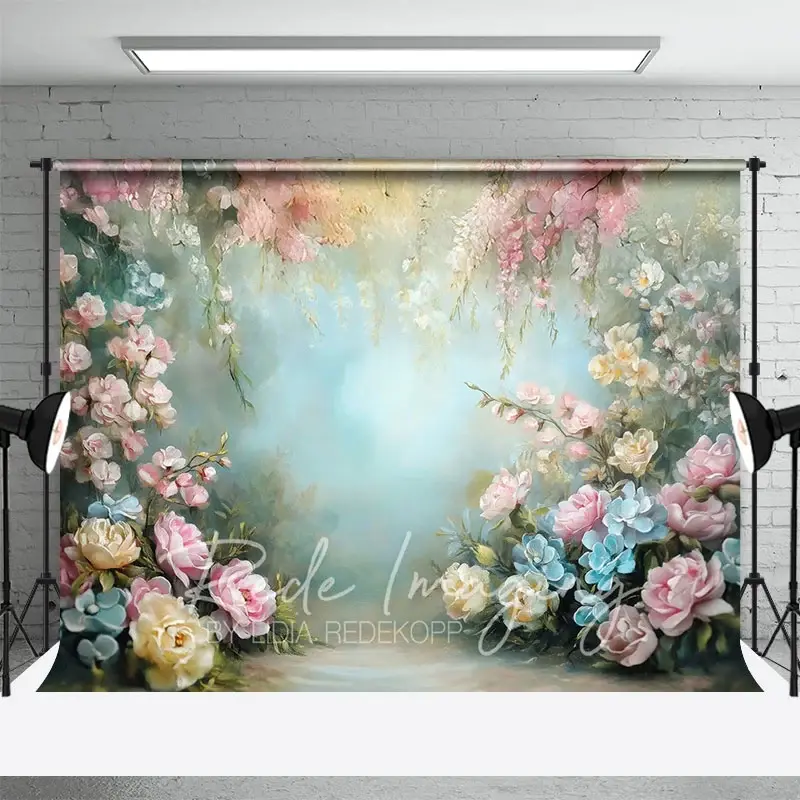 Aperturee Colorful Spring Pastel Florals Photography Backdrop, 3X2FT(1MX0.6M), 14 USD, floral backdrops, LRHD3K35-M