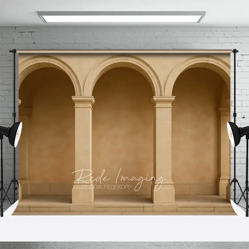 Aperturee Triple Arch Nude Color Architecture Photo Backdrop, 3X2FT(1MX0.6M), 14 USD, architecture backdrops, LRHD3L65-M