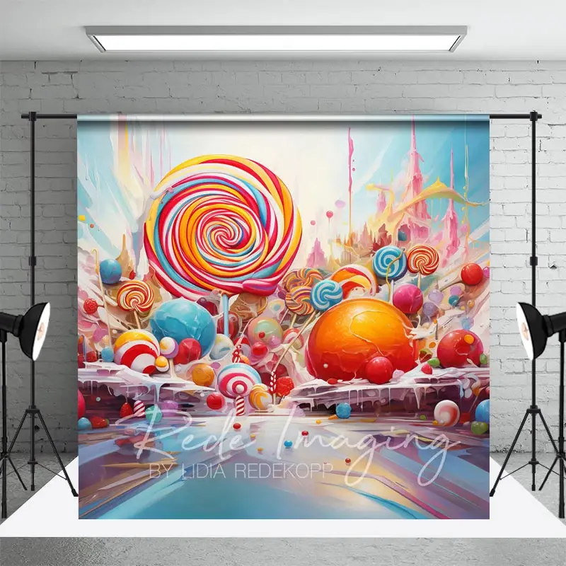 Aperturee Painted Colorful Candyland Cake Smash Photo Backdrop, 3X2FT(1MX0.6M), 14 USD, birthday cake smash backdrops, LRHD4K53-M