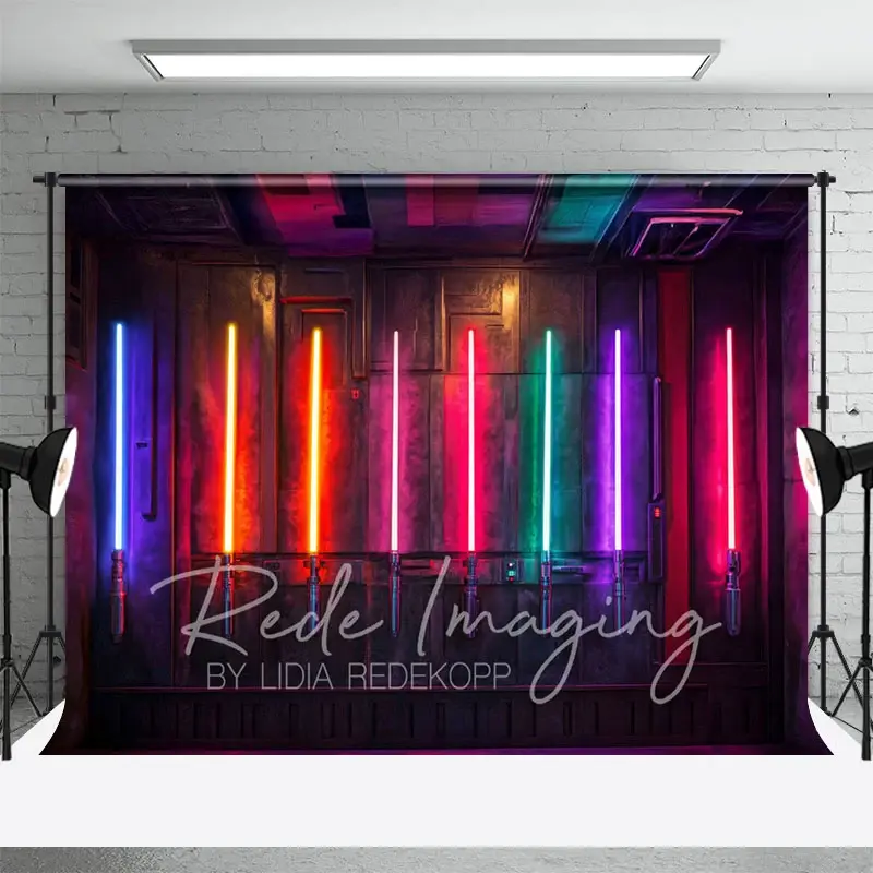 Aperturee Dark Lightsabers Warehouse Science Fiction Backdrop, 3X2FT(1MX0.6M), 14 USD, science fiction backdrops, LRHD4K71-M
