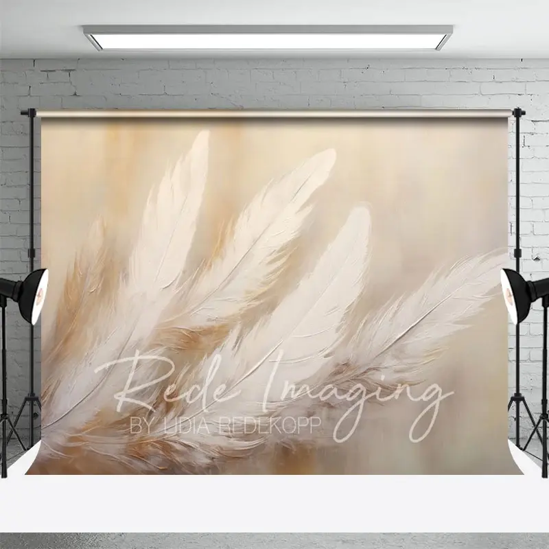 Aperturee Painted White Neutral Feathers Fine Art Photo Backdrop, 3X2FT(1MX0.6M), 14 USD, fine art backdrops, LRHD4K81-M