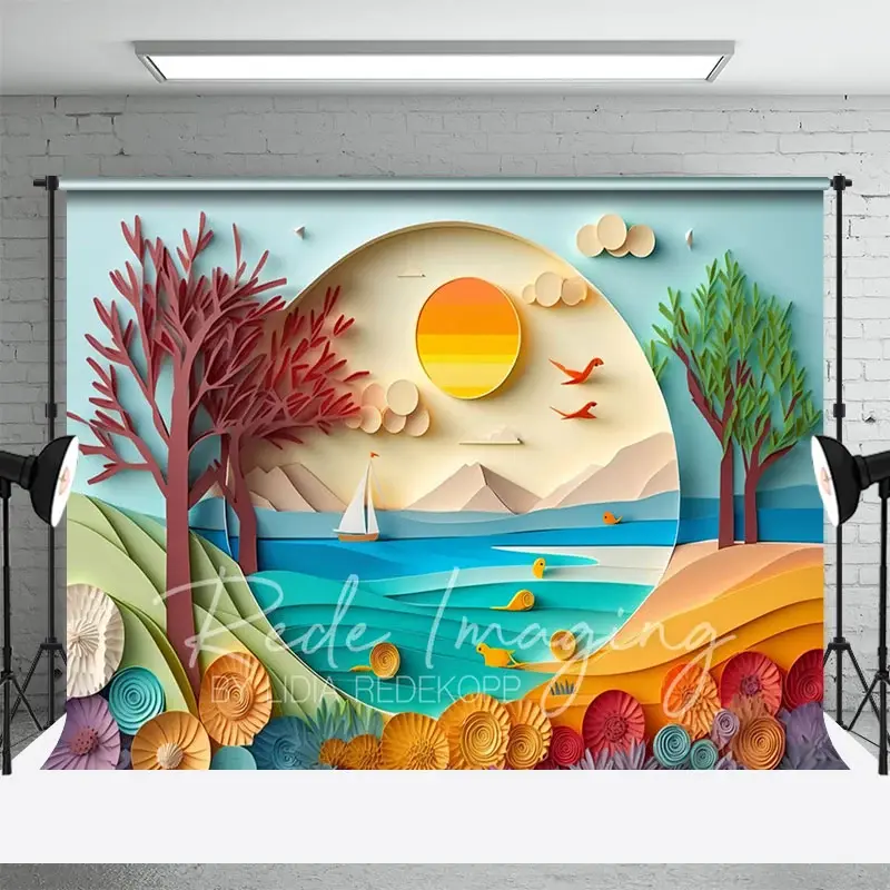 Aperturee Summer Fun Sandy Beach Cake Smash Photo Backdrop, 3X2FT(1MX0.6M), 14 USD, birthday cake smash backdrops, LRHD5K05-M