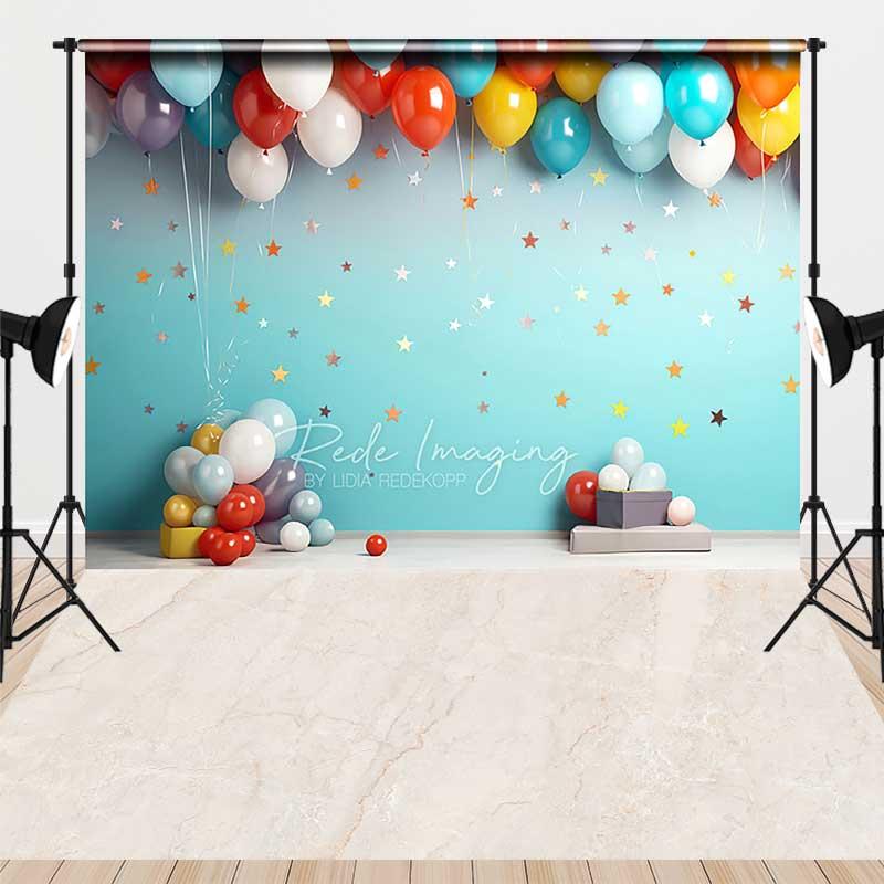 Aperturee Colorful Balloons Stars Cake Smash Combo Set Backdrop, 7 x 5 ft / 7 x 5 ft, 97.4 USD, combo set backdrops, LRHD5L69-D, MATCYHD6A01-D