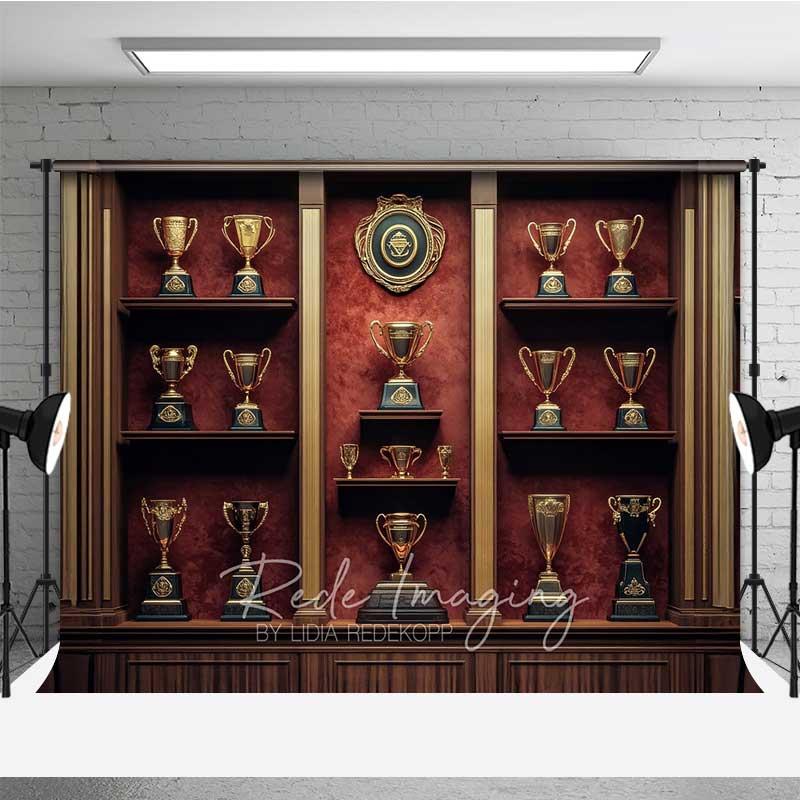 Aperturee Vintage Trophy Cabinet Shelf Photography Backdrop, Professional Award Ceremony Studio Prop