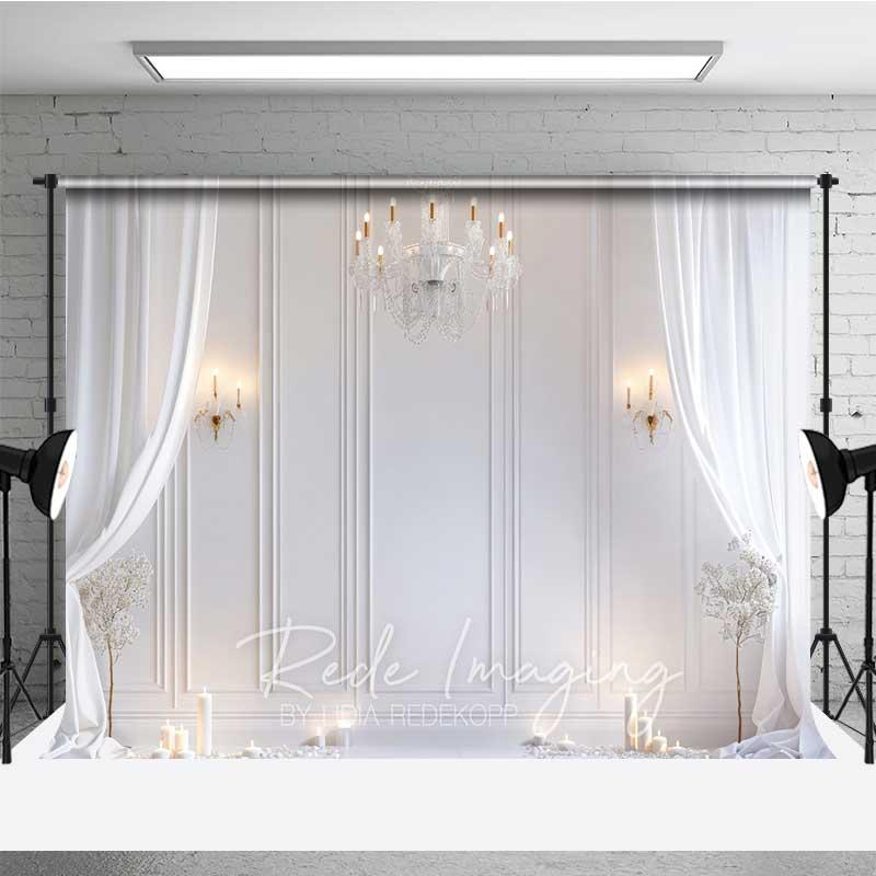 Aperturee Elegant White Room Photography Backdrop Interior Studio Background Classic Architecture Professional Photo Booth Prop Kit