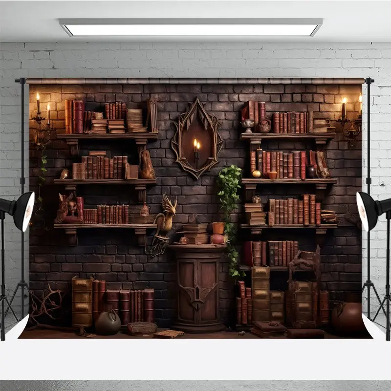 Aperturee Wizard's Library Bookshelf Photography Backdrop, Magical Alchemist Study for Fantasy, Halloween Photo Shoots, 3x2ft (WxH), 14 USD, hallowe